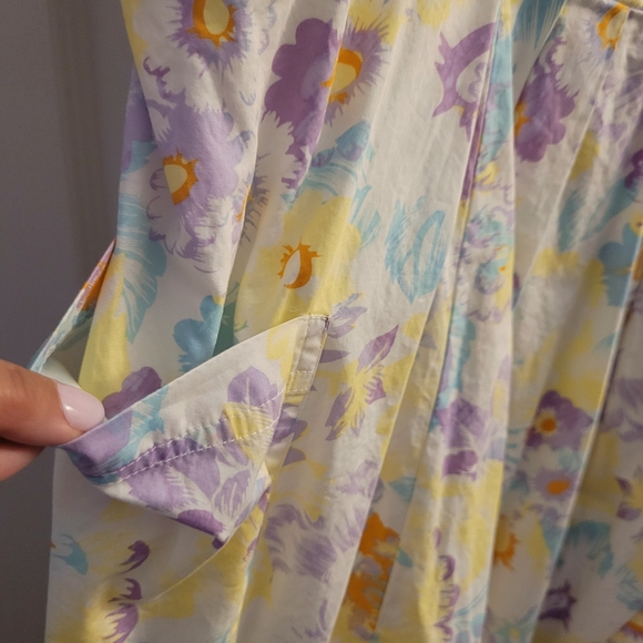 City Chic Pastel Floral Midi Dress in Light Blue and Yellow Accents - Picture 4 of 15